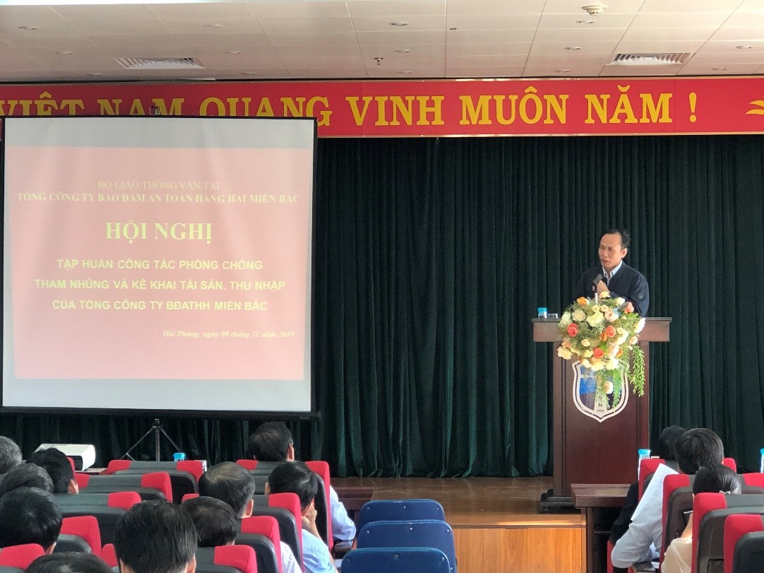 Hội nghị tập huấn công tác phòng chống tham nhũng và kê khai tài sản, thu nhập của Tổng công ty Bảo đảm an toàn hàng hải miền Bắc